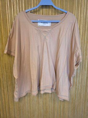 Alabama Chanin Organic Cotton Oversized Top L/XL Beige Made In USA Minimalist